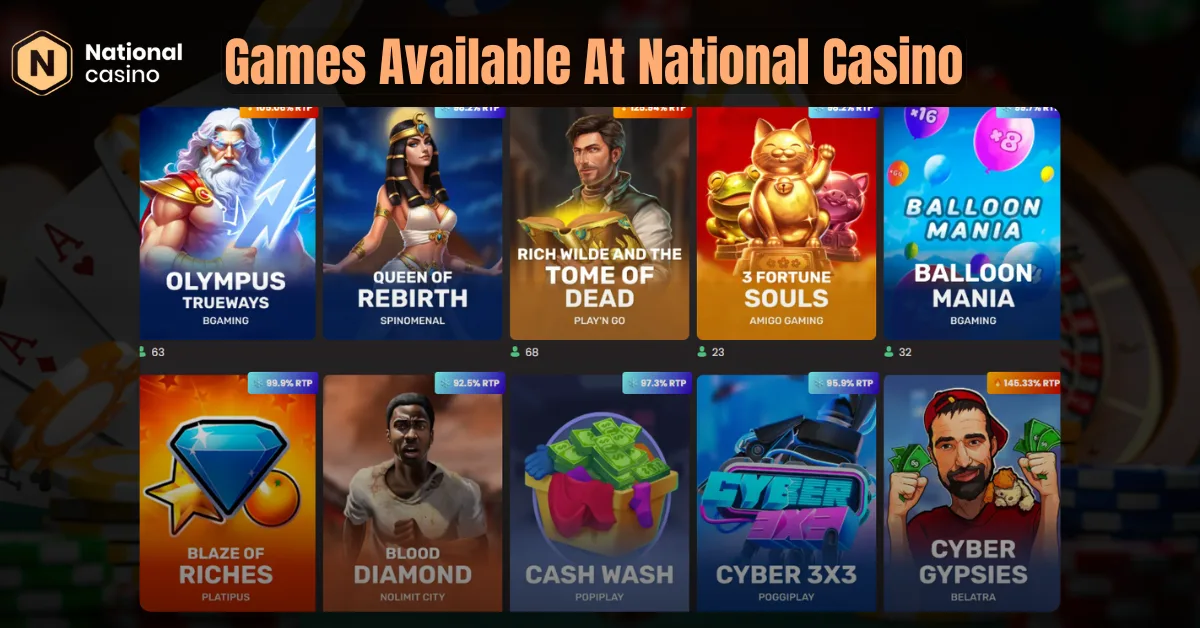 Games Available At National Casino